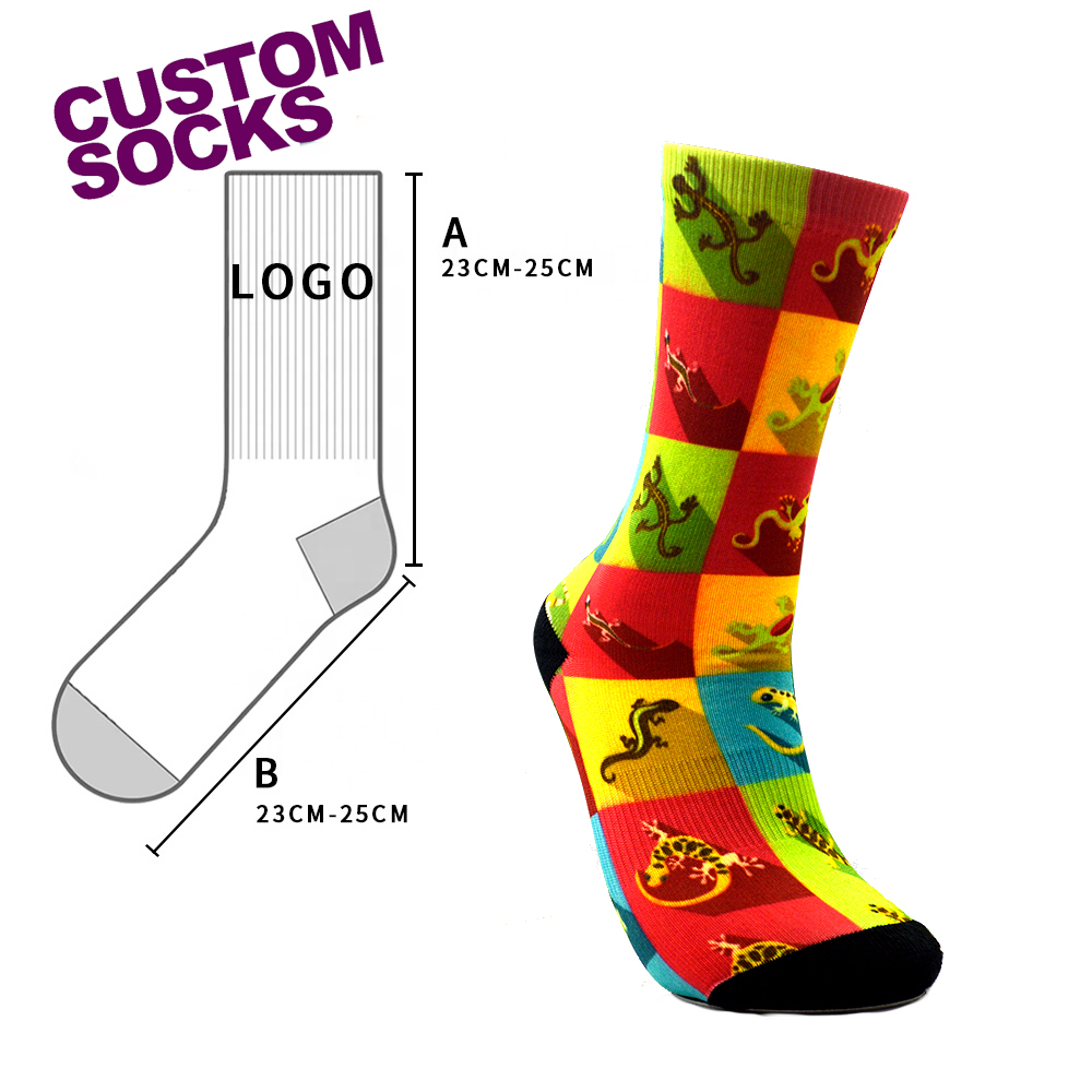 premium made unisex crew design customized print your own logo sublimation sock man custom sublimate sock Featured Image