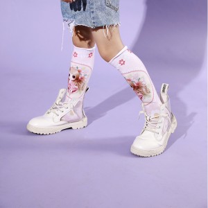Kaus Kaki Tabung Gadis Muda 3D Setinggi Lutut, Kaus Kaki Anak Perempuan