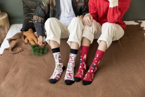 Custom Hot Sale Winter New Fashion Printed Crew Socks Women